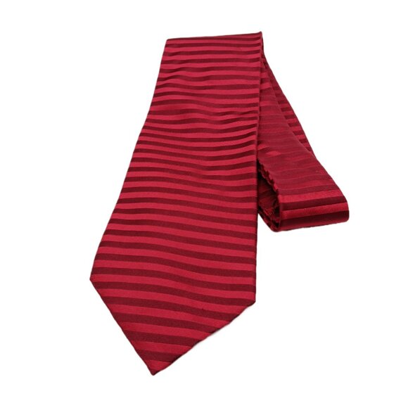 Roundtree & Yorke Silk Tie Men’s 60.25” Burgundy Horizontal Stripe 90s Wide NewB - Picture 2 of 3